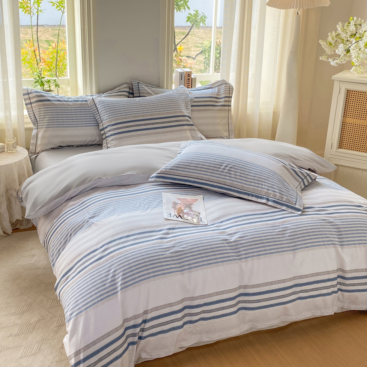 91家纺网 家纺一手货源 找家纺 XIWEN-希文家纺 2026新款40支全棉13376数码印花四件套-第二批 海滨夏日