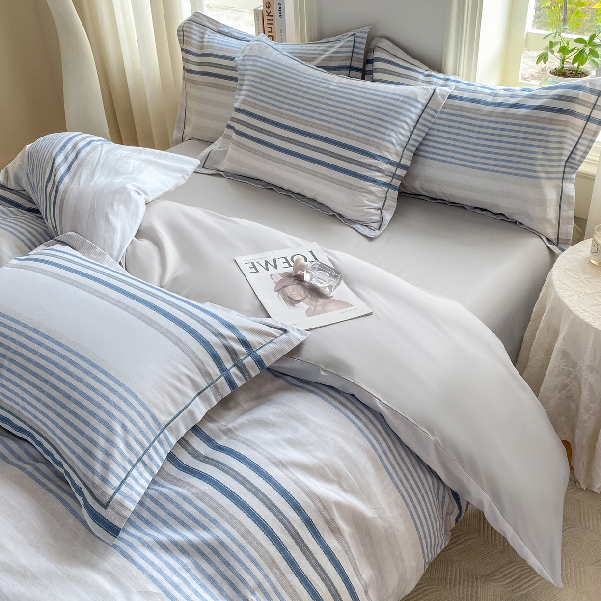 91家纺网 家纺一手货源 找家纺 XIWEN-希文家纺 2026新款40支全棉13376数码印花四件套-第二批 海滨夏日