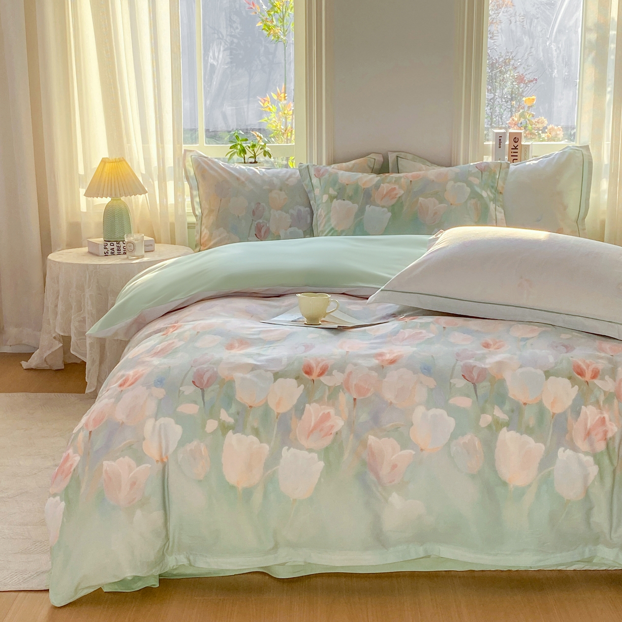 91家纺网 家纺一手货源 找家纺 XIWEN-希文家纺 2026新款40支全棉13376数码印花四件套-第二批 花间集