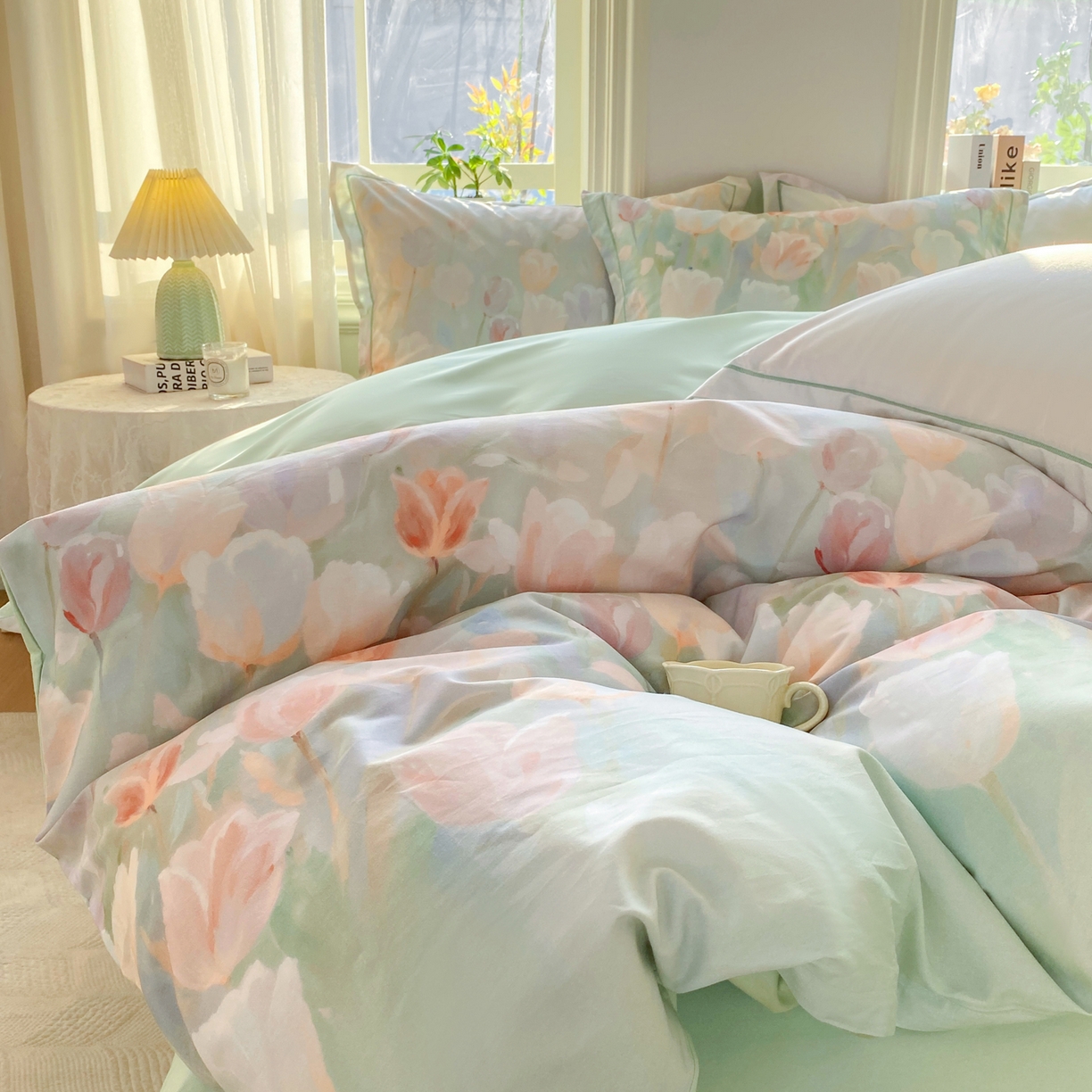 91家纺网 家纺一手货源 找家纺 XIWEN-希文家纺 2026新款40支全棉13376数码印花四件套-第二批 花间集