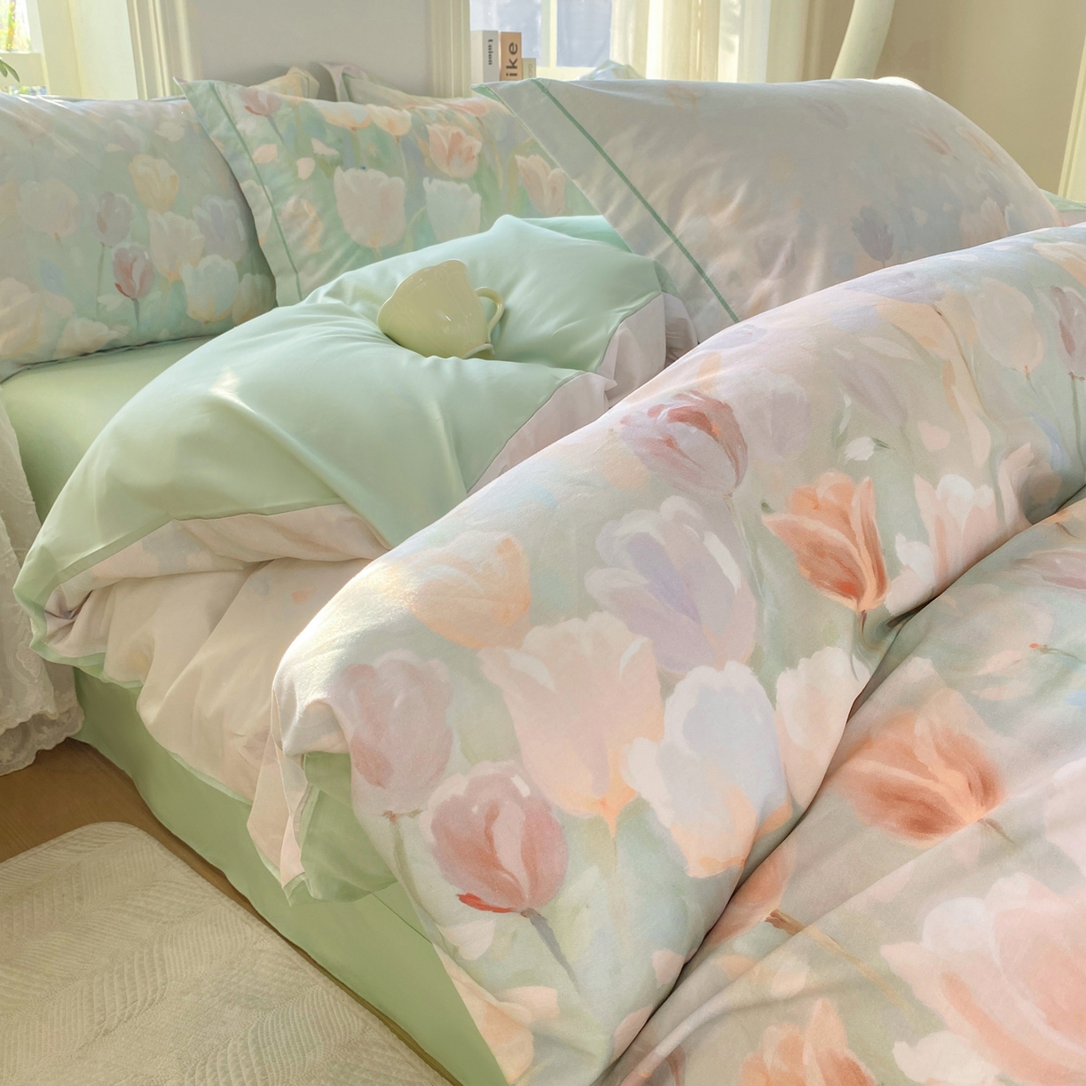 91家纺网 家纺一手货源 找家纺 XIWEN-希文家纺 2026新款40支全棉13376数码印花四件套-第二批 花间集