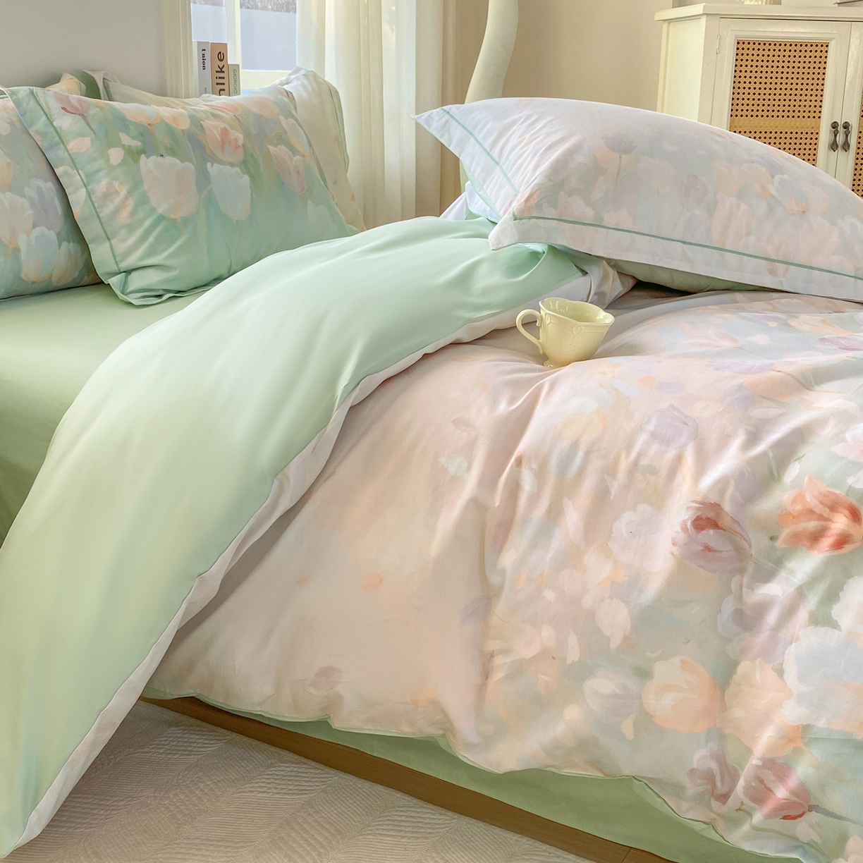 91家纺网 家纺一手货源 找家纺 XIWEN-希文家纺 2026新款40支全棉13376数码印花四件套-第二批 花间集