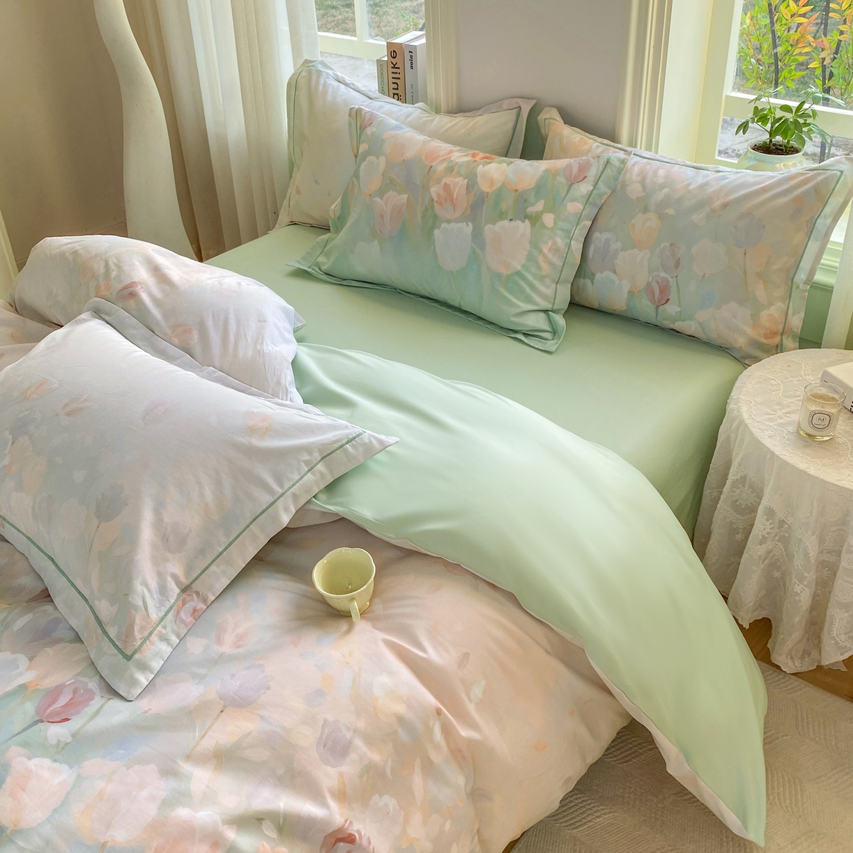 91家纺网 家纺一手货源 找家纺 XIWEN-希文家纺 2026新款40支全棉13376数码印花四件套-第二批 花间集