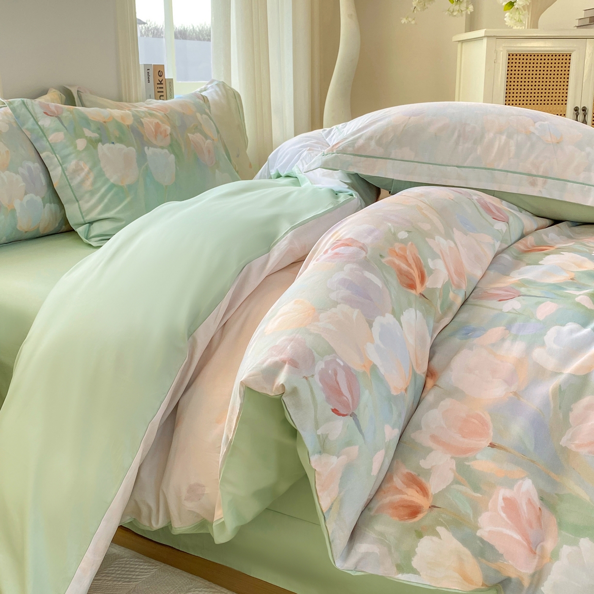 91家纺网 家纺一手货源 找家纺 XIWEN-希文家纺 2026新款40支全棉13376数码印花四件套-第二批 花间集