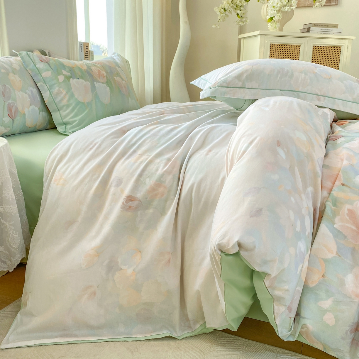 91家纺网 家纺一手货源 找家纺 XIWEN-希文家纺 2026新款40支全棉13376数码印花四件套-第二批 花间集