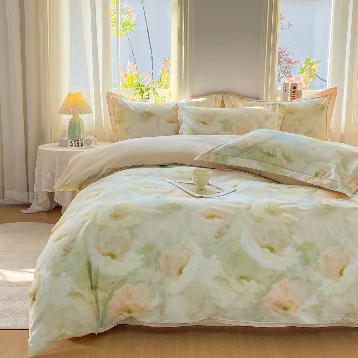 91家纺网 家纺一手货源 找家纺 XIWEN-希文家纺 2026新款40支全棉13376数码印花四件套-第二批 花田