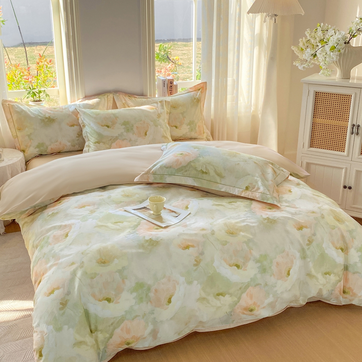 91家纺网 家纺一手货源 找家纺 XIWEN-希文家纺 2026新款40支全棉13376数码印花四件套-第二批 花田