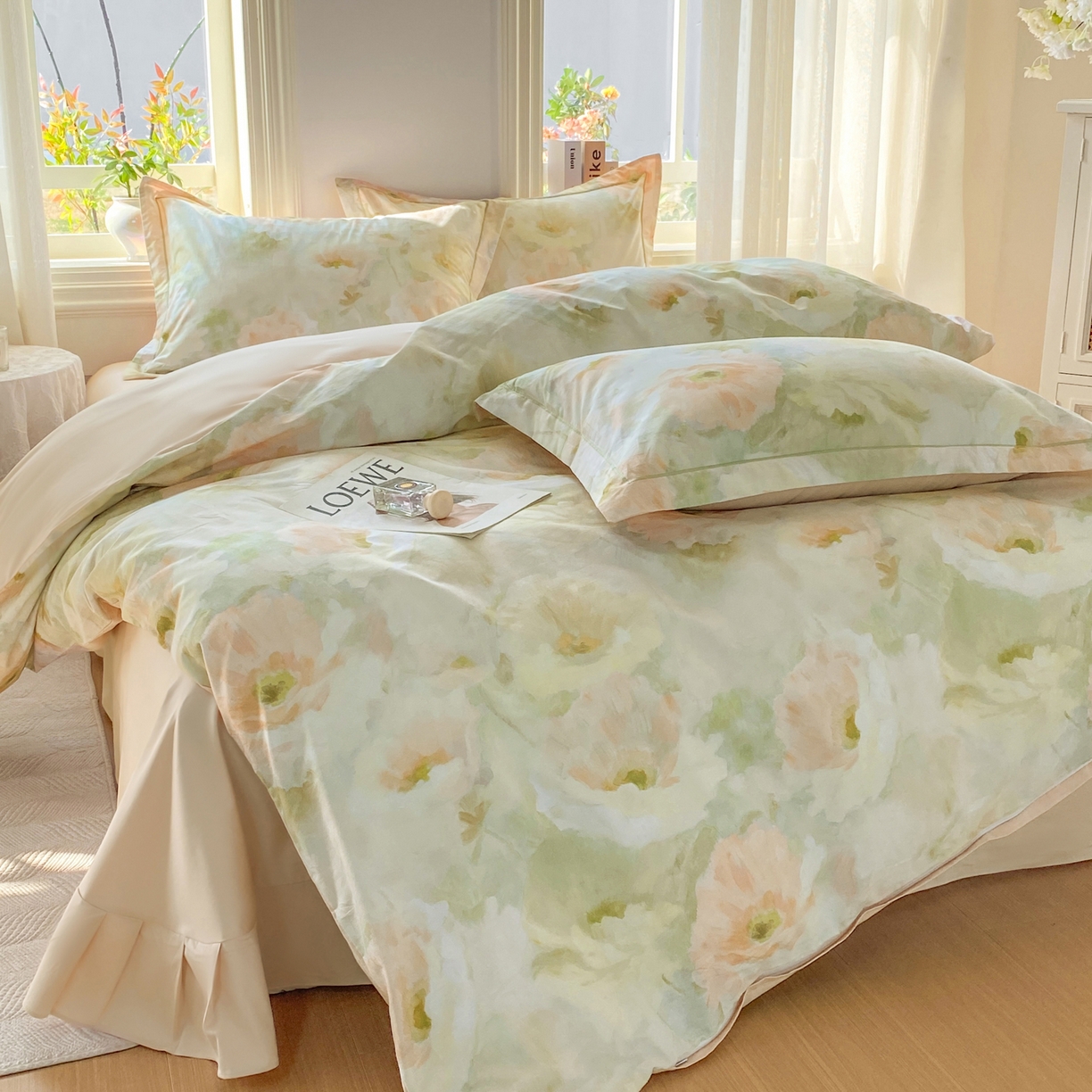 91家纺网 家纺一手货源 找家纺 XIWEN-希文家纺 2026新款40支全棉13376数码印花四件套-第二批 花田