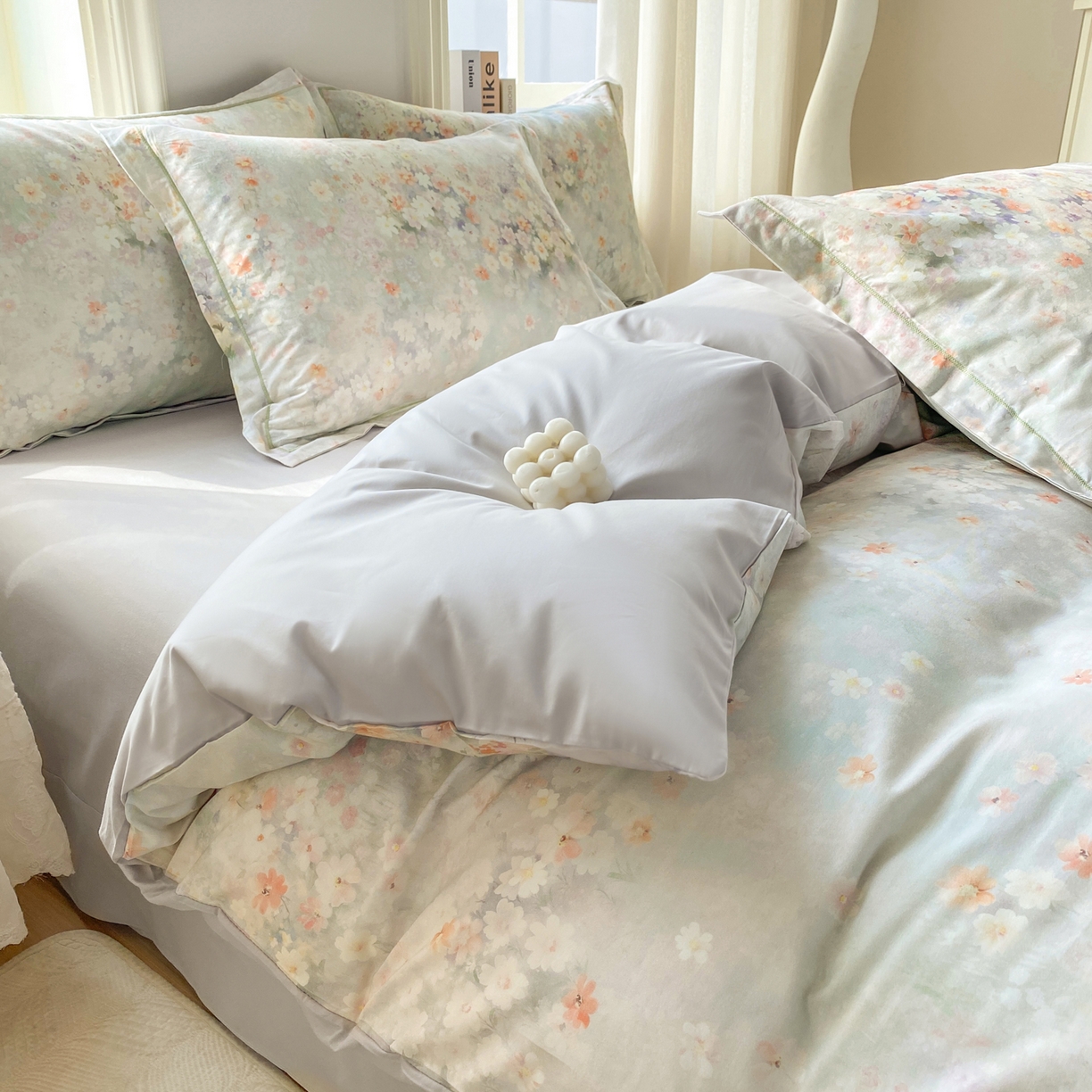 XIWEN-希文家纺 2026新款40支全棉13376数码印花四件套-第二批 花溪-卡其