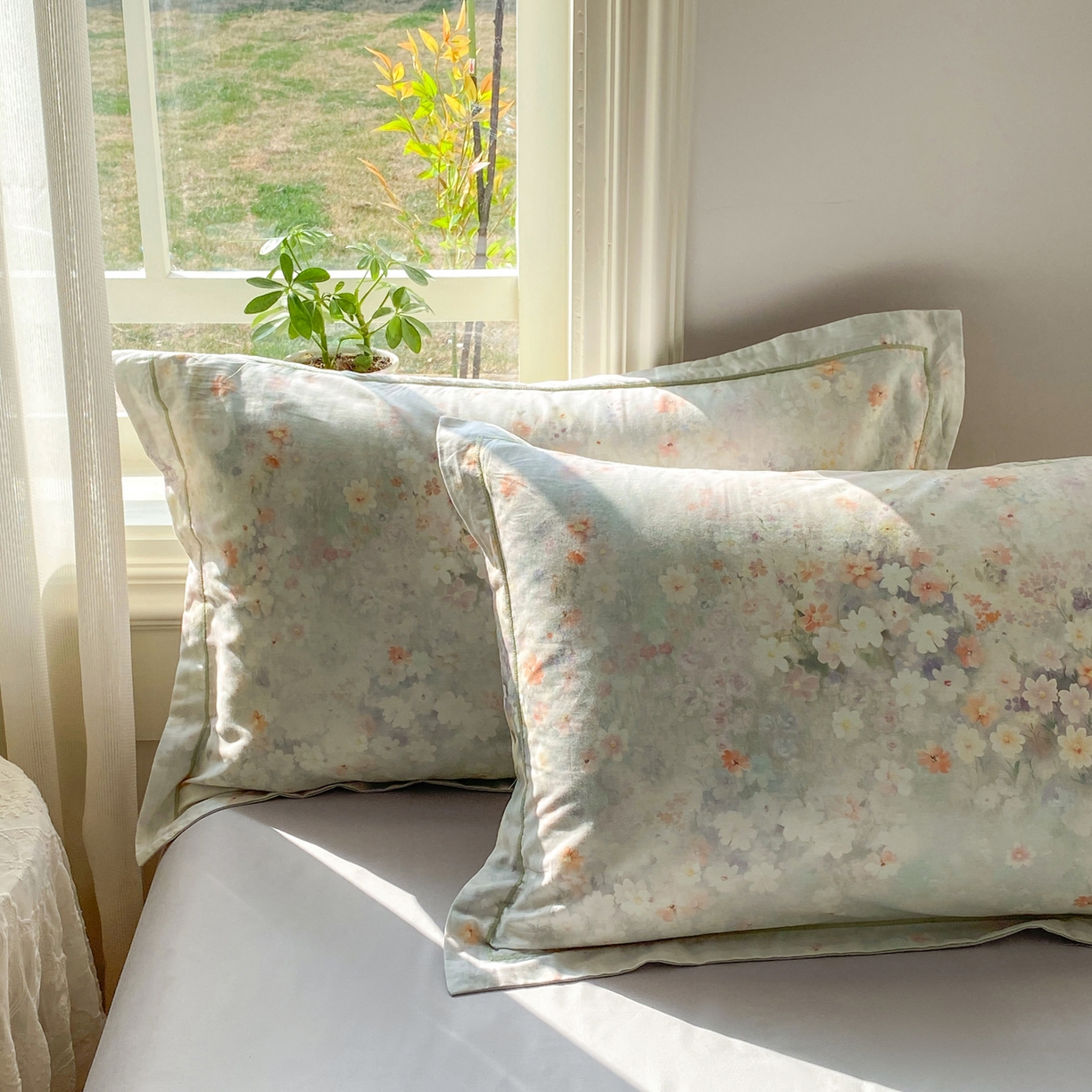 91家纺网 家纺一手货源 找家纺 XIWEN-希文家纺 2026新款40支全棉13376数码印花四件套-第二批 花溪-卡其