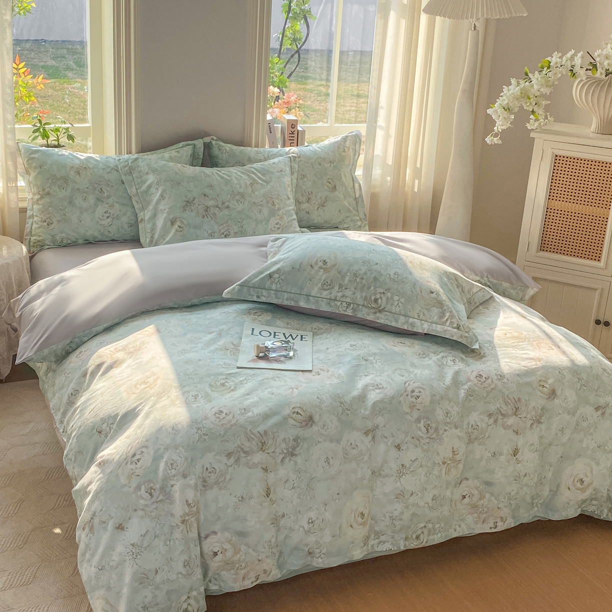 91家纺网 家纺一手货源 找家纺 XIWEN-希文家纺 2026新款40支全棉13376数码印花四件套-第二批 花漾集