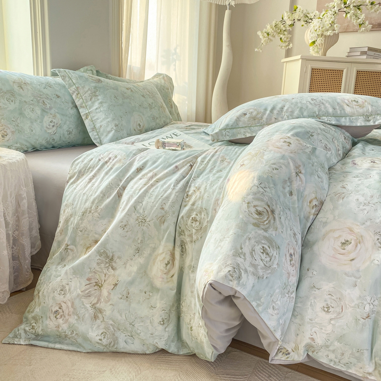 91家纺网 家纺一手货源 找家纺 XIWEN-希文家纺 2026新款40支全棉13376数码印花四件套-第二批 花漾集