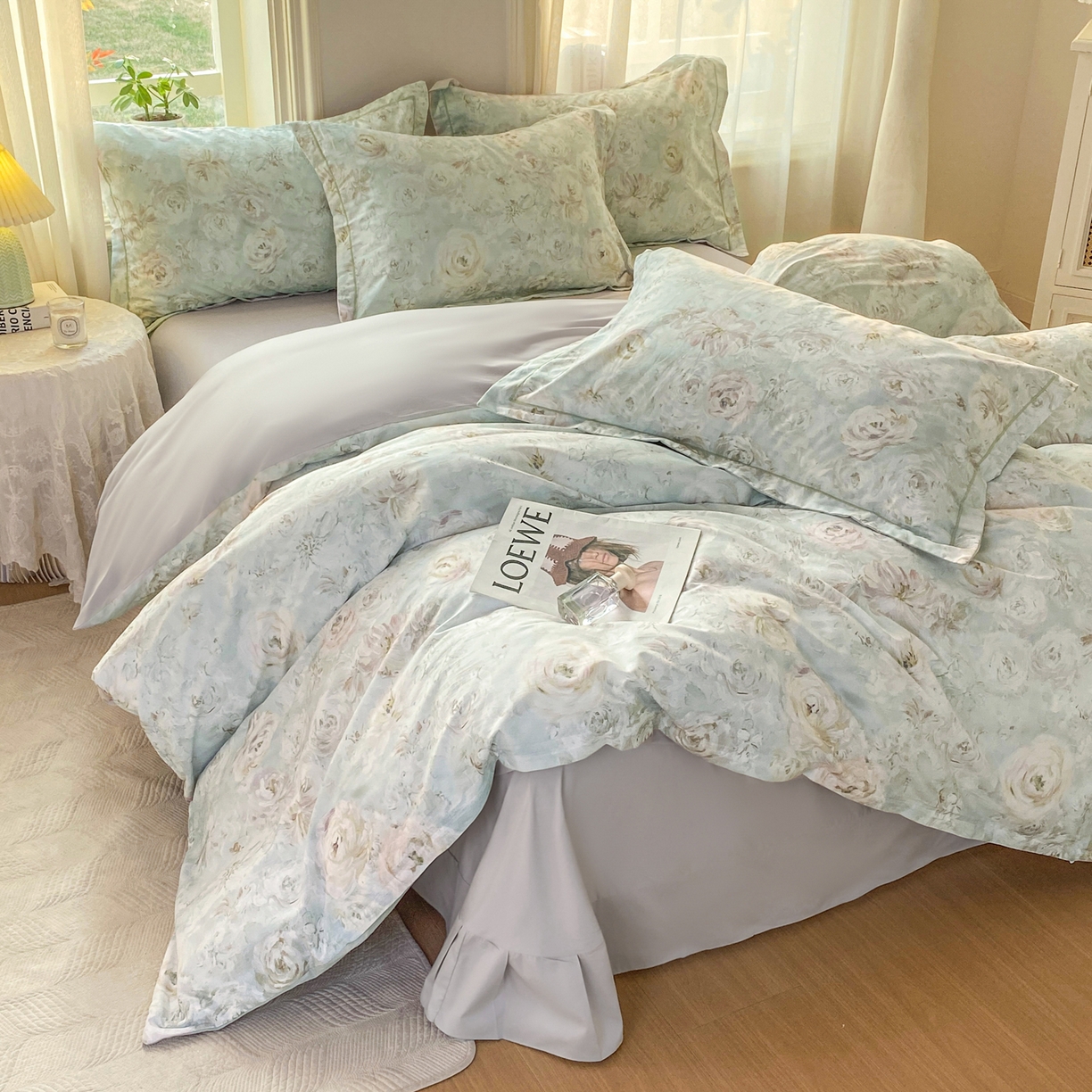 91家纺网 家纺一手货源 找家纺 XIWEN-希文家纺 2026新款40支全棉13376数码印花四件套-第二批 花漾集