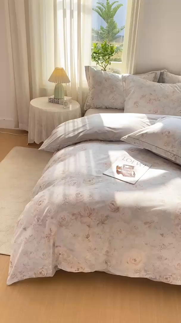 91家纺网 家纺一手货源 找家纺 XIWEN-希文家纺 2026新款40支全棉13376数码印花四件套-第二批 花漾集