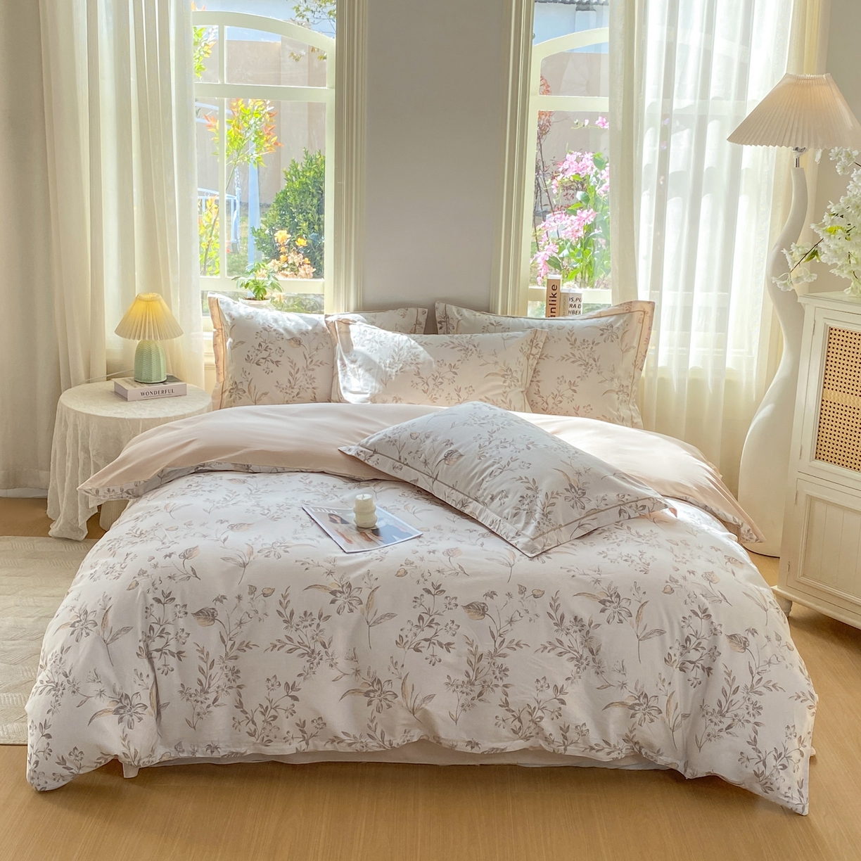 91家纺网 家纺一手货源 找家纺 XIWEN-希文家纺 2026新款40支全棉13376数码印花四件套-第二批 花枝笑语