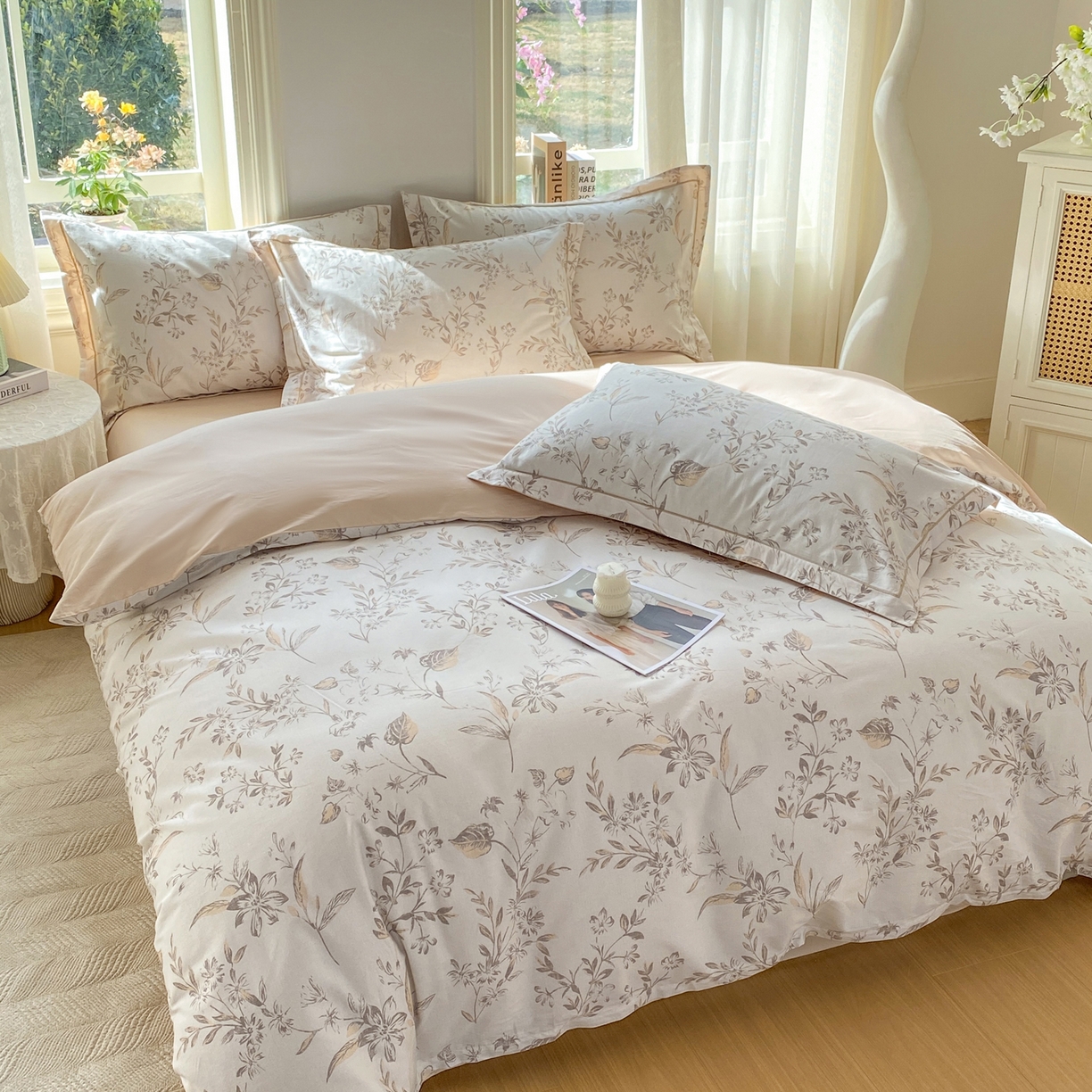 91家纺网 家纺一手货源 找家纺 XIWEN-希文家纺 2026新款40支全棉13376数码印花四件套-第二批 花枝笑语