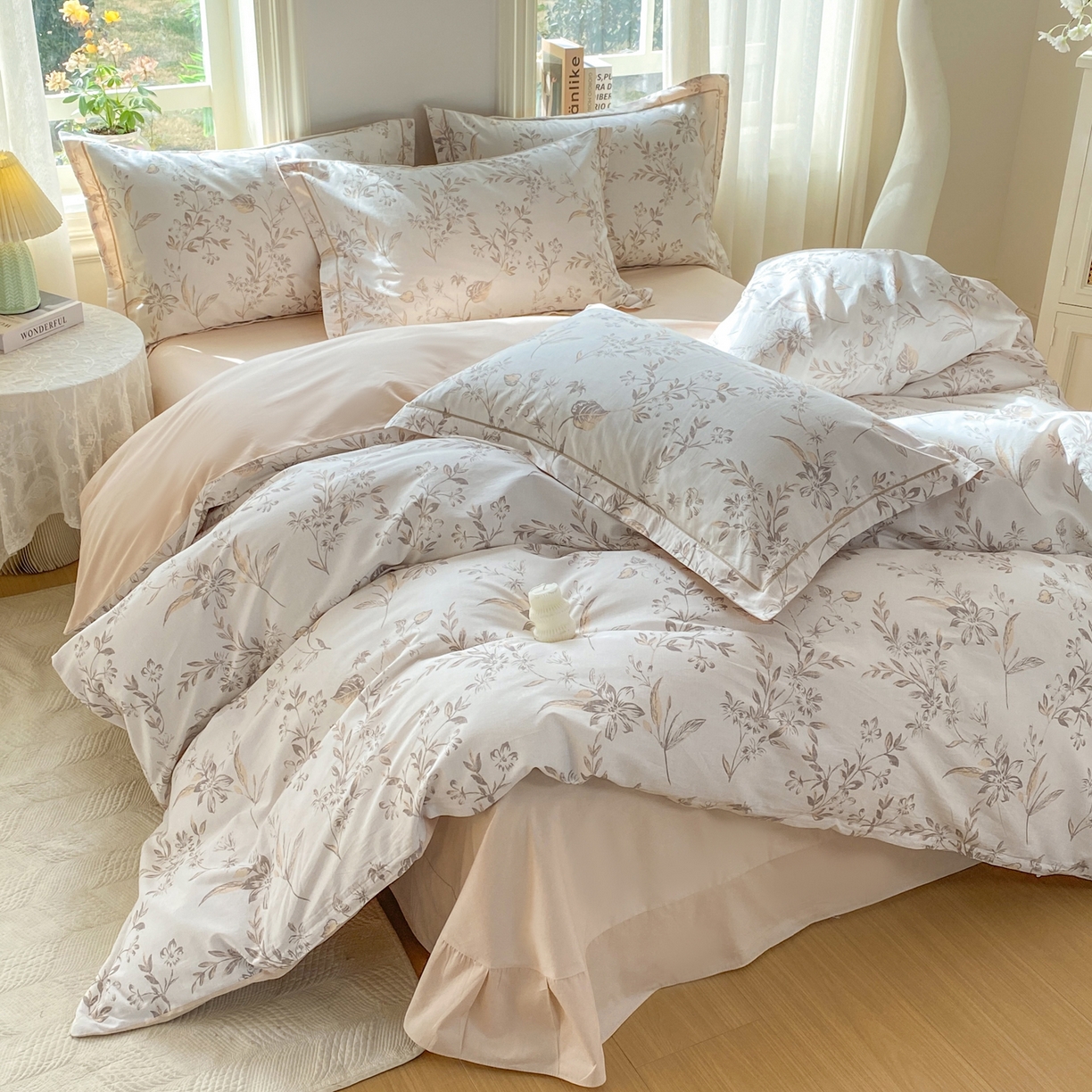 91家纺网 家纺一手货源 找家纺 XIWEN-希文家纺 2026新款40支全棉13376数码印花四件套-第二批 花枝笑语