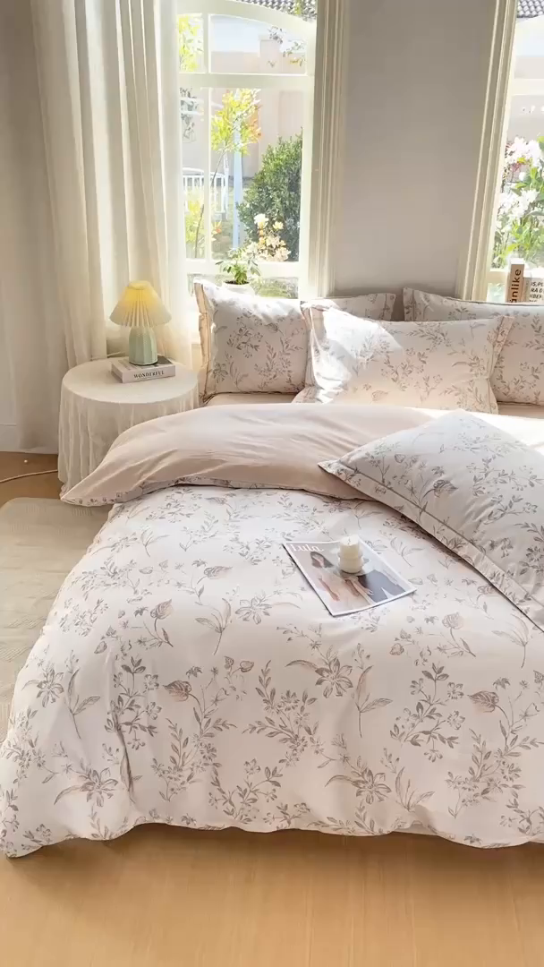 91家纺网 家纺一手货源 找家纺 XIWEN-希文家纺 2026新款40支全棉13376数码印花四件套-第二批 花枝笑语