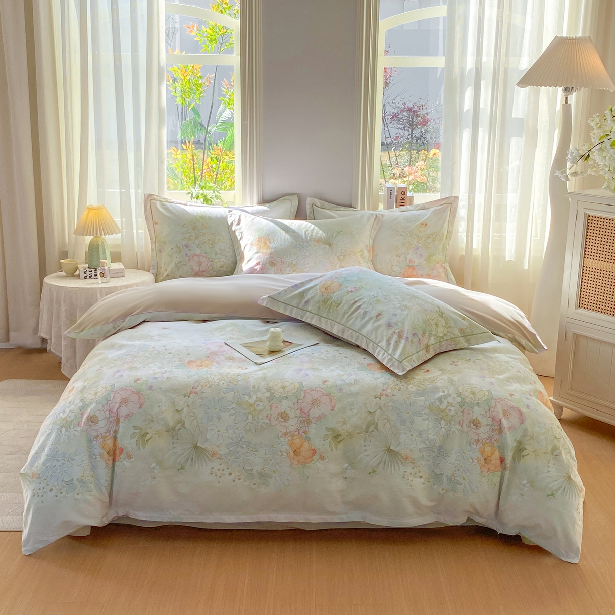 91家纺网 家纺一手货源 找家纺 XIWEN-希文家纺 2026新款40支全棉13376数码印花四件套-第二批 漫花野