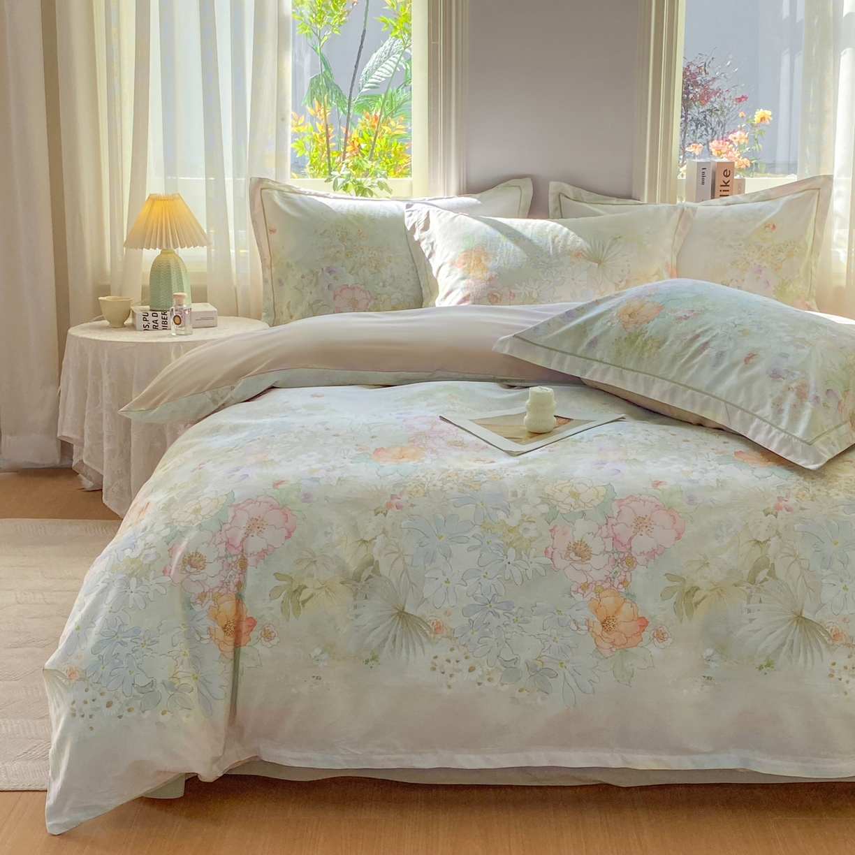 91家纺网 家纺一手货源 找家纺 XIWEN-希文家纺 2026新款40支全棉13376数码印花四件套-第二批 漫花野