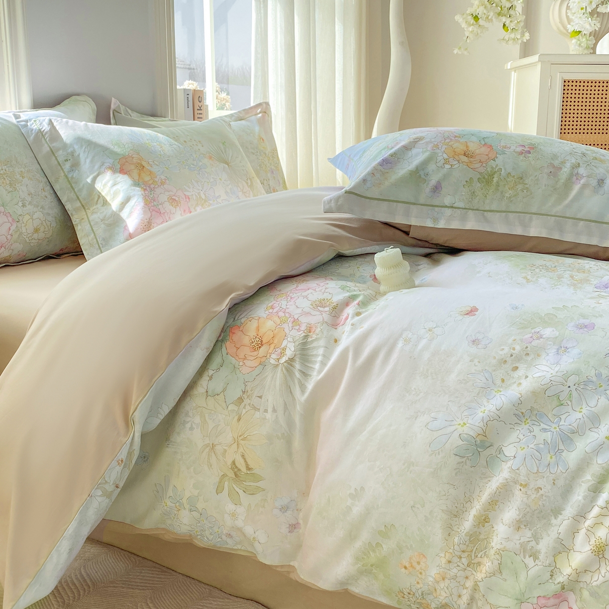 91家纺网 家纺一手货源 找家纺 XIWEN-希文家纺 2026新款40支全棉13376数码印花四件套-第二批 漫花野