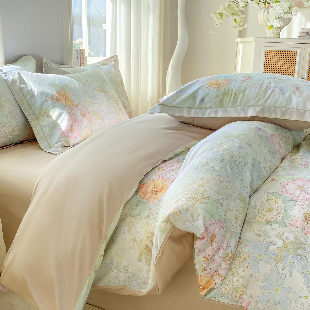 91家纺网 家纺一手货源 找家纺 XIWEN-希文家纺 2026新款40支全棉13376数码印花四件套-第二批 漫花野