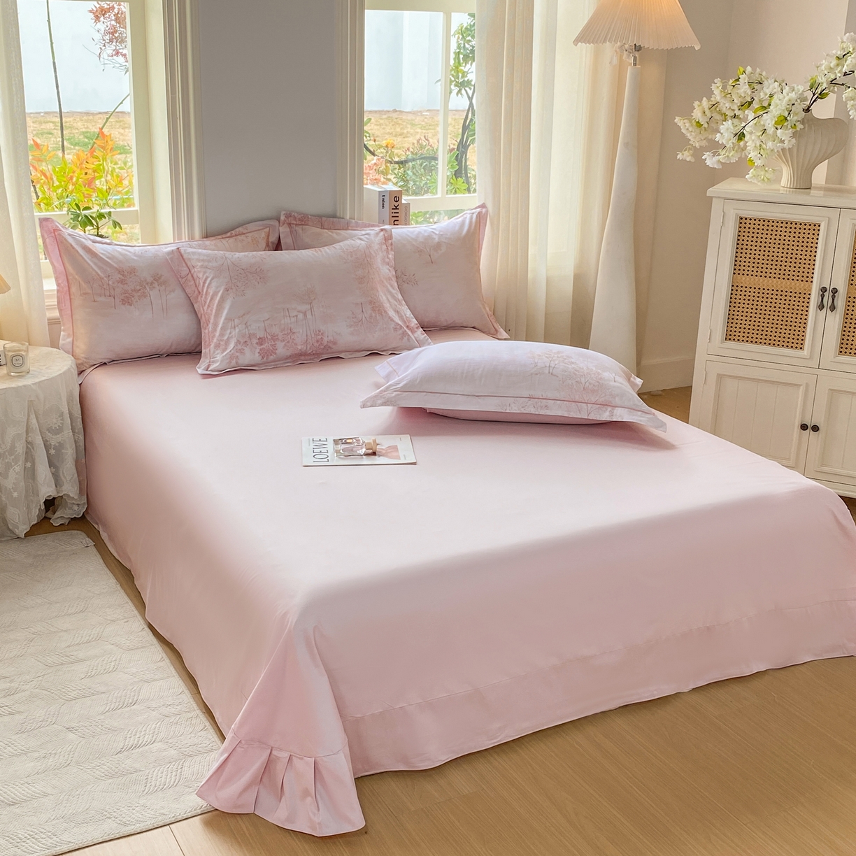 91家纺网 家纺一手货源 找家纺 XIWEN-希文家纺 2026新款40支全棉13376数码印花四件套-第二批 沐霖-粉