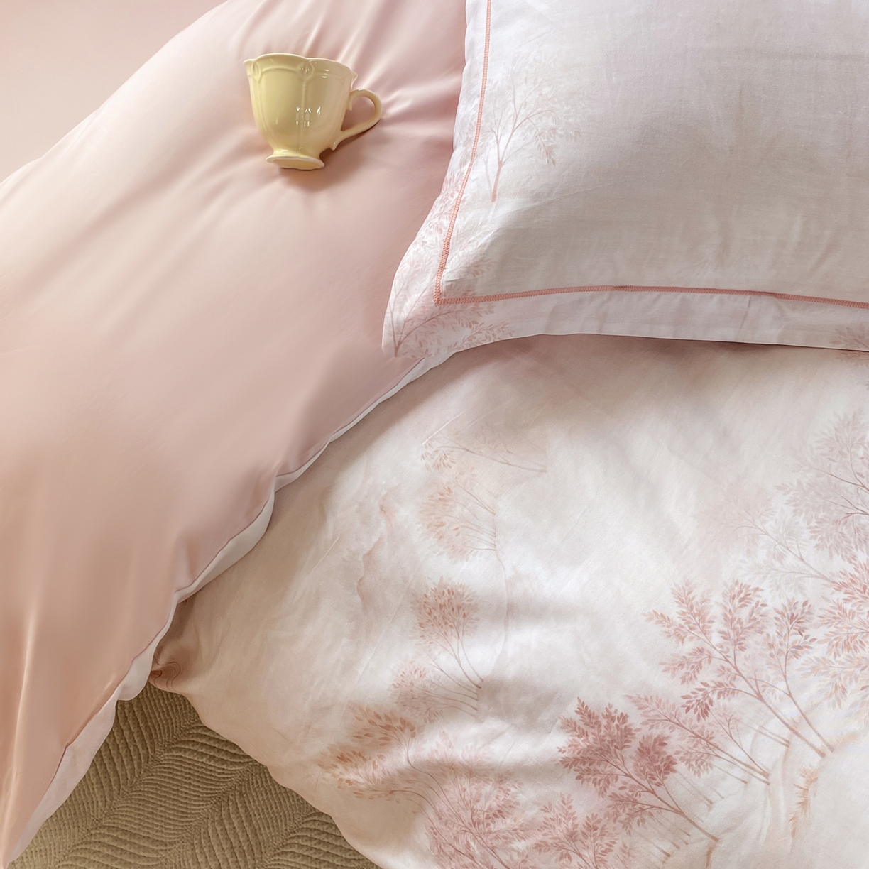 91家纺网 家纺一手货源 找家纺 XIWEN-希文家纺 2026新款40支全棉13376数码印花四件套-第二批 沐霖-粉