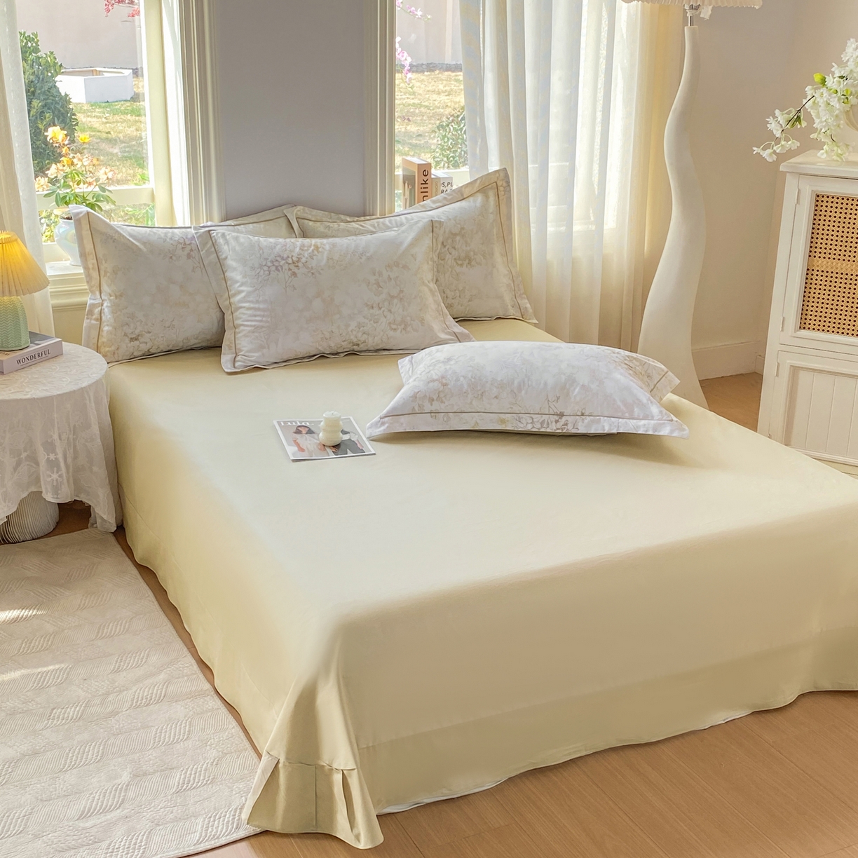 91家纺网 家纺一手货源 找家纺 XIWEN-希文家纺 2026新款40支全棉13376数码印花四件套-第二批 清珞-黄