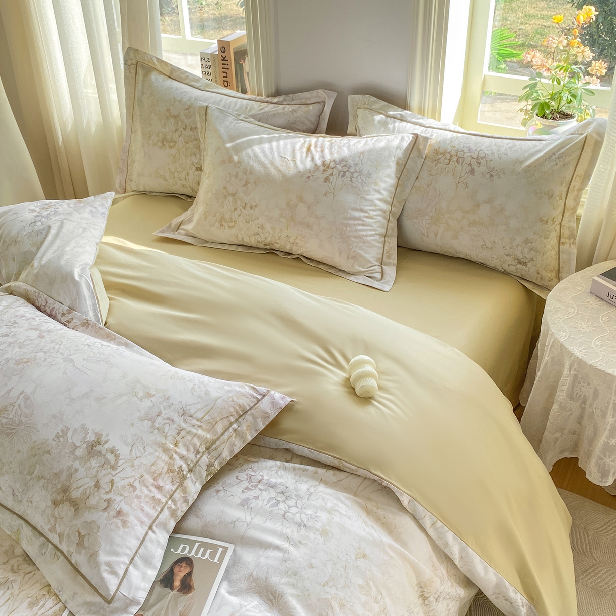 91家纺网 家纺一手货源 找家纺 XIWEN-希文家纺 2026新款40支全棉13376数码印花四件套-第二批 清珞-黄