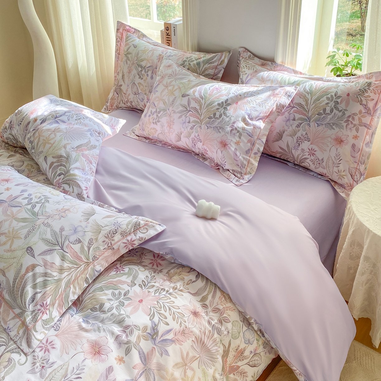 91家纺网 家纺一手货源 找家纺 XIWEN-希文家纺 2026新款40支全棉13376数码印花四件套-第二批 晚柠-紫