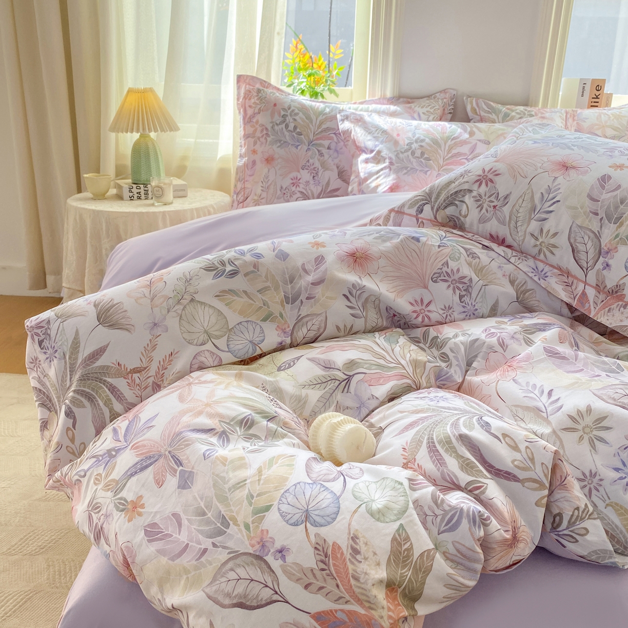 91家纺网 家纺一手货源 找家纺 XIWEN-希文家纺 2026新款40支全棉13376数码印花四件套-第二批 晚柠-紫