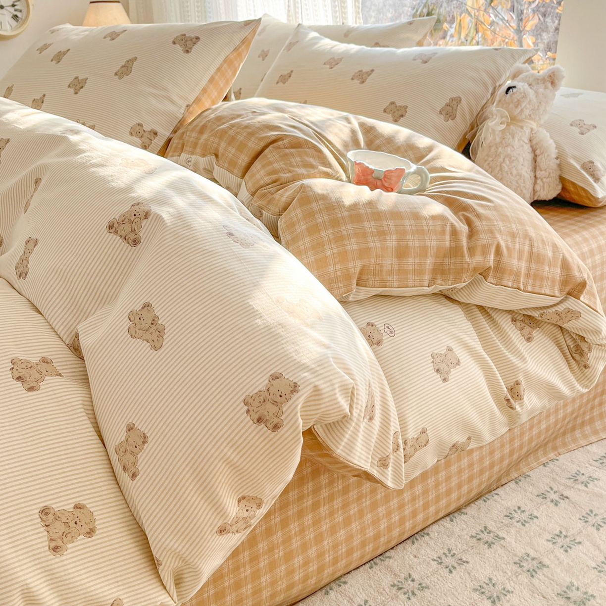 91家纺网 家纺一手货源 找家纺 吉象家纺 2026春夏新款全棉印花四件套第二批 小熊碎梦町