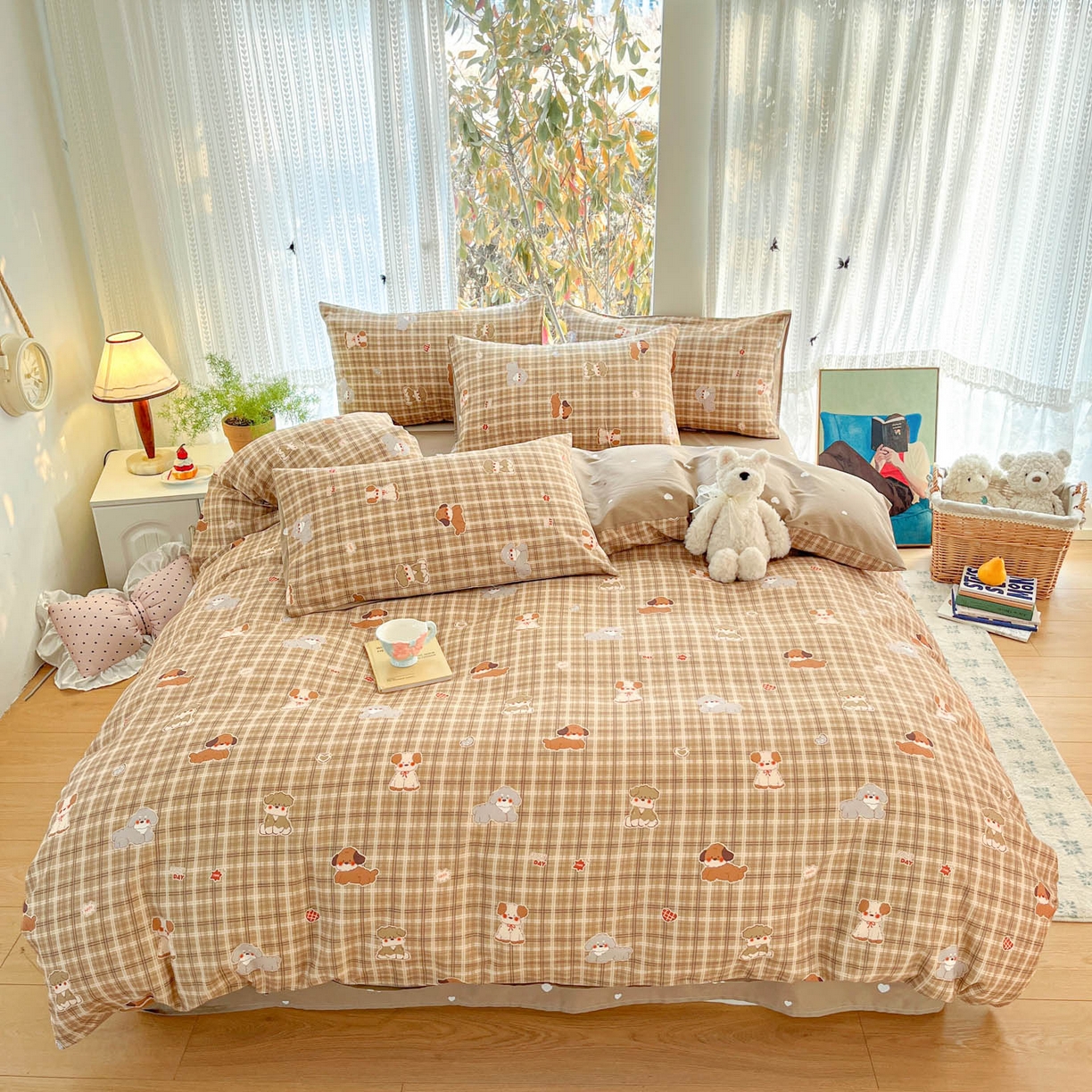 91家纺网 家纺一手货源 找家纺 吉象家纺 2026春夏新款全棉印花四件套第二批 哈哈狗