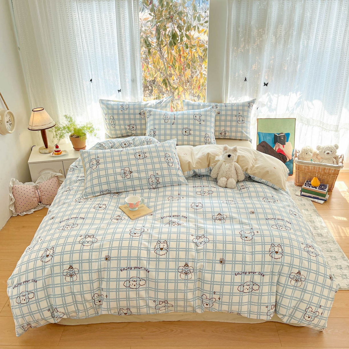 91家纺网 家纺一手货源 找家纺 吉象家纺 2026春夏新款全棉印花四件套第二批 嗨皮熊