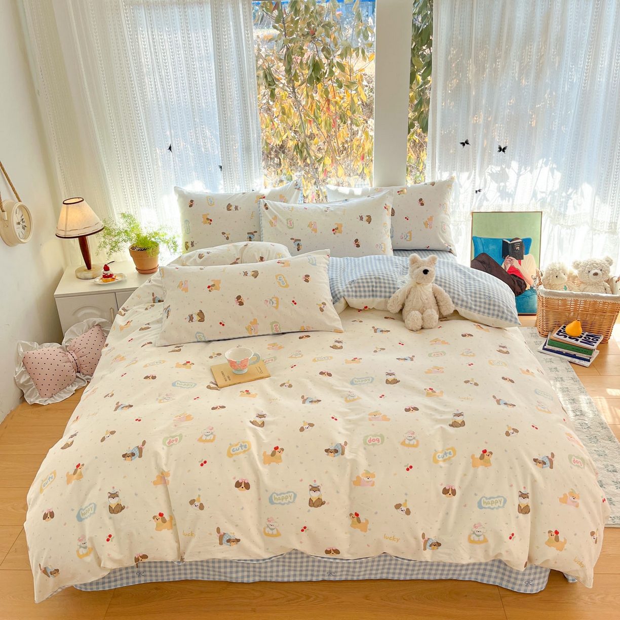 91家纺网 家纺一手货源 找家纺 吉象家纺 2026春夏新款全棉印花四件套第二批 春日萌宠