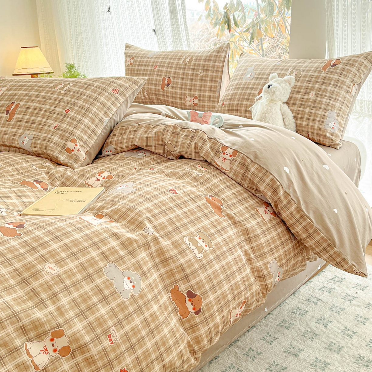 91家纺网 家纺一手货源 找家纺 吉象家纺 2026春夏新款全棉印花四件套第二批 哈哈狗