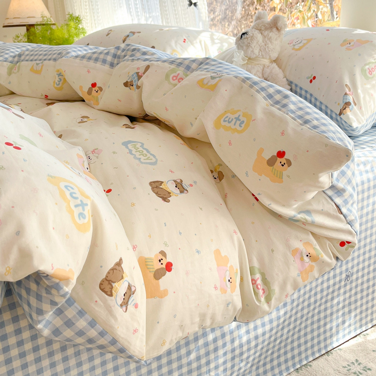 91家纺网 家纺一手货源 找家纺 吉象家纺 2026春夏新款全棉印花四件套第二批 春日萌宠