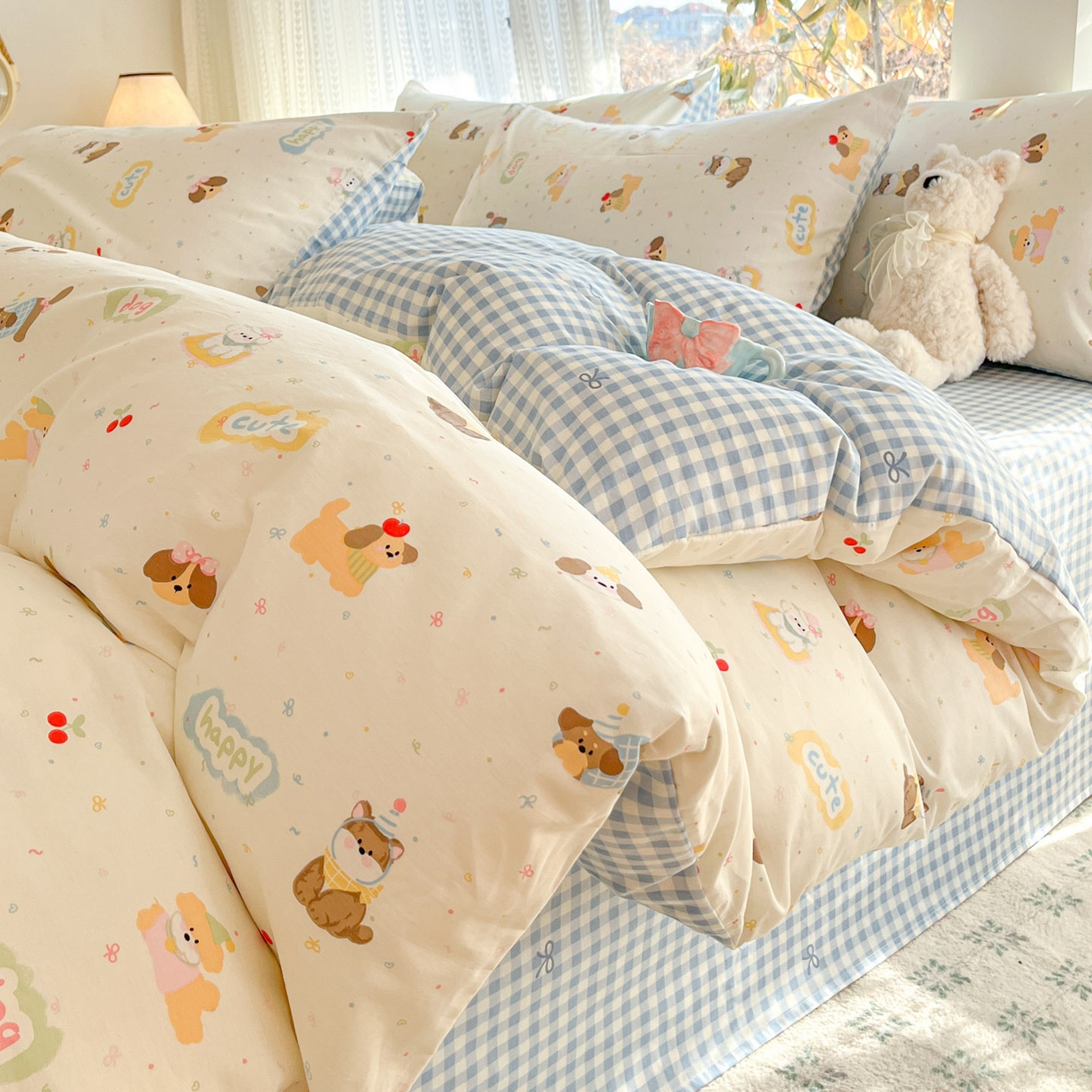 91家纺网 家纺一手货源 找家纺 吉象家纺 2026春夏新款全棉印花四件套第二批 春日萌宠