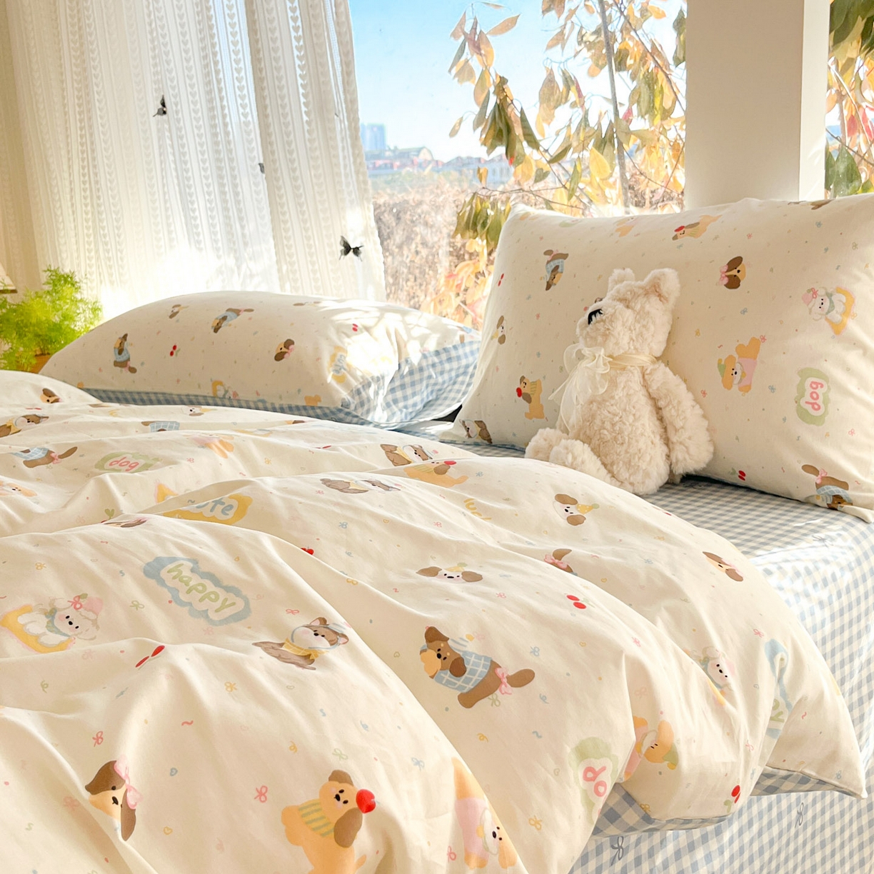 91家纺网 家纺一手货源 找家纺 吉象家纺 2026春夏新款全棉印花四件套第二批 春日萌宠