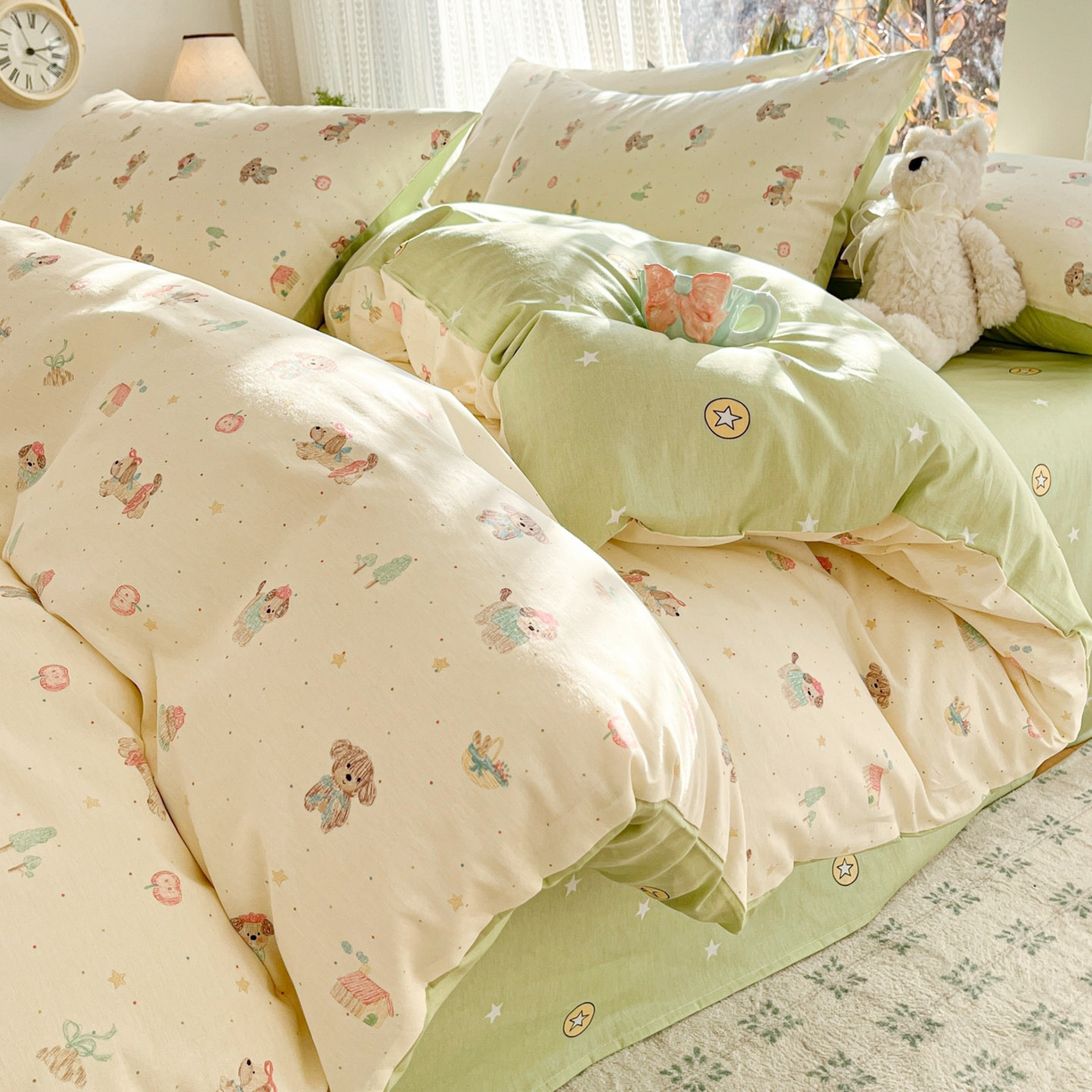 吉象家纺 2026春夏新款全棉印花四件套第二批 彩绘汪汪