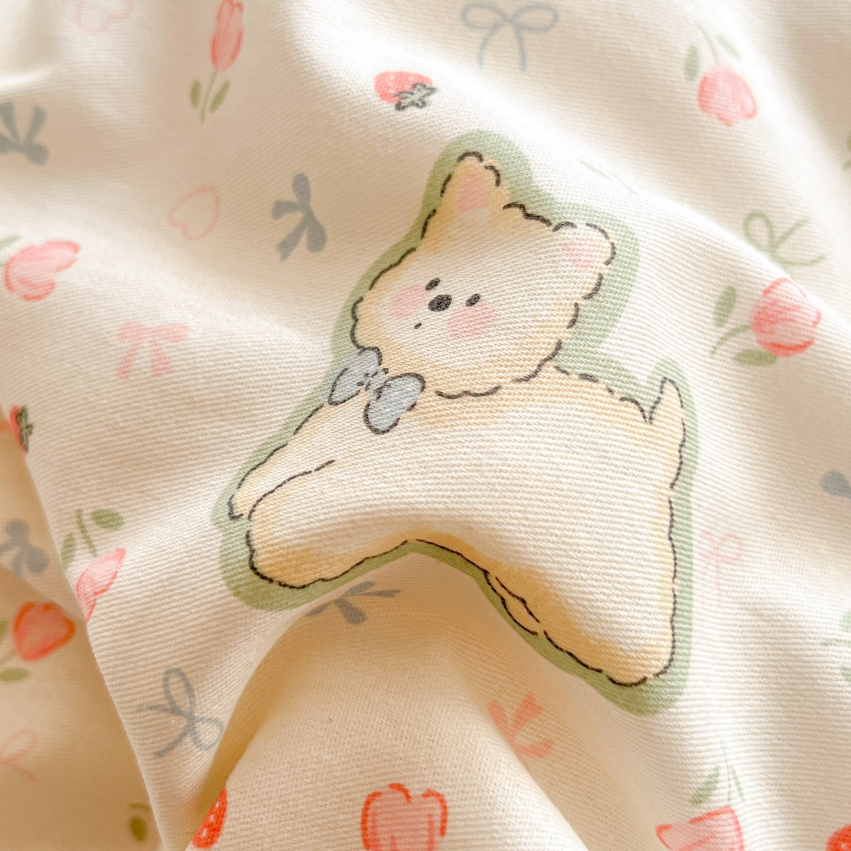 91家纺网 家纺一手货源 找家纺 吉象家纺 2026春夏新款全棉印花四件套第二批 玫瑰小狗