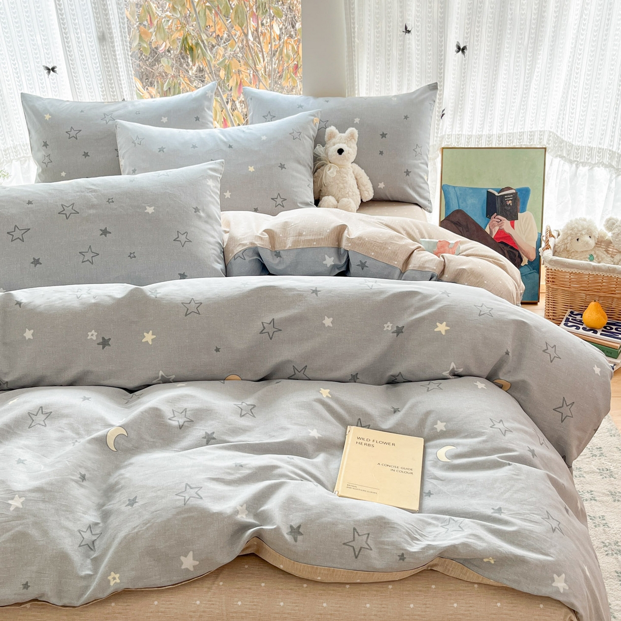 91家纺网 家纺一手货源 找家纺 吉象家纺 2026春夏新款全棉印花四件套第二批 暮落星