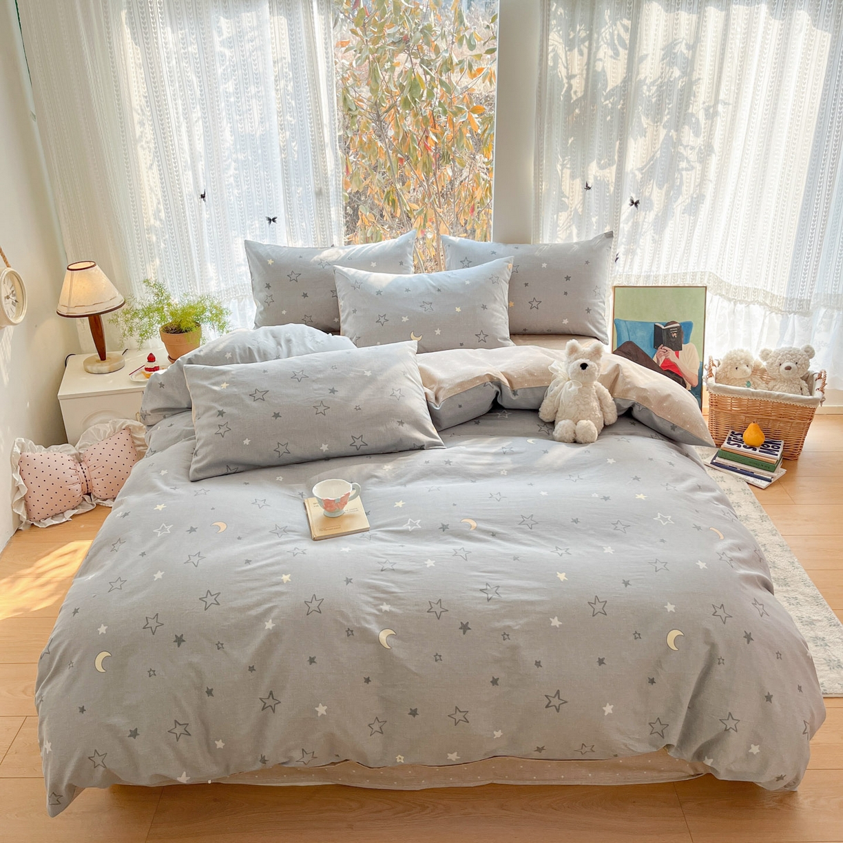 91家纺网 家纺一手货源 找家纺 吉象家纺 2026春夏新款全棉印花四件套第二批 暮落星