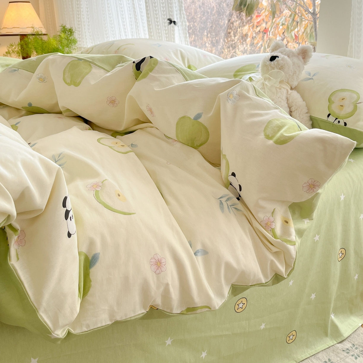 91家纺网 家纺一手货源 找家纺 吉象家纺 2026春夏新款全棉印花四件套第二批 果味小森林