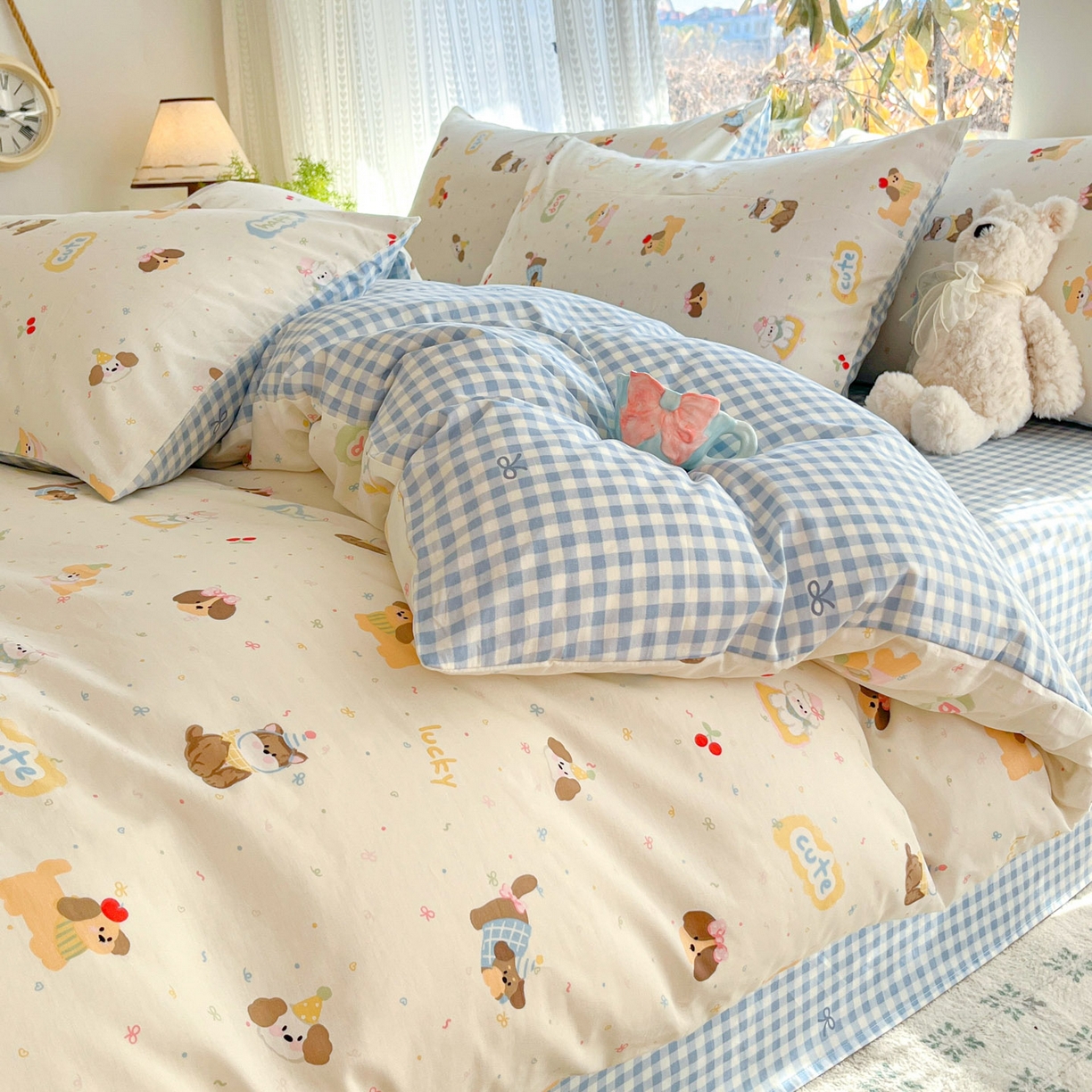 91家纺网 家纺一手货源 找家纺 吉象家纺 2026春夏新款全棉印花四件套第二批 春日萌宠