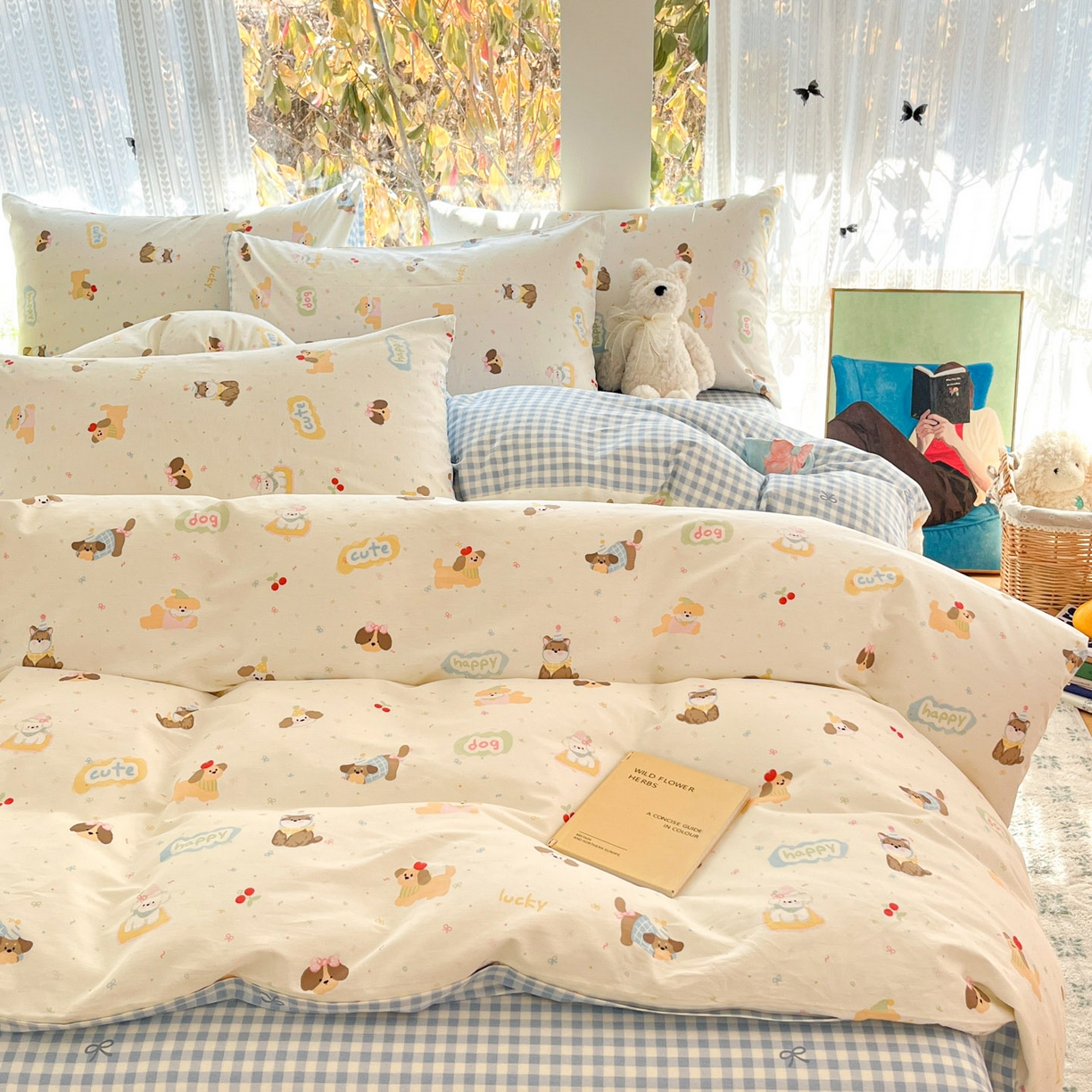 91家纺网 家纺一手货源 找家纺 吉象家纺 2026春夏新款全棉印花四件套第二批 春日萌宠