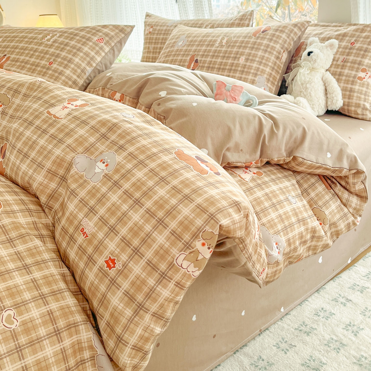 91家纺网 家纺一手货源 找家纺 吉象家纺 2026春夏新款全棉印花四件套第二批 哈哈狗