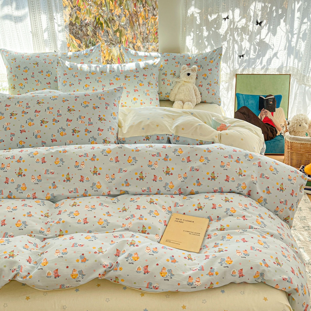 91家纺网 家纺一手货源 找家纺 吉象家纺 2026春夏新款全棉印花四件套第二批 恐龙派对