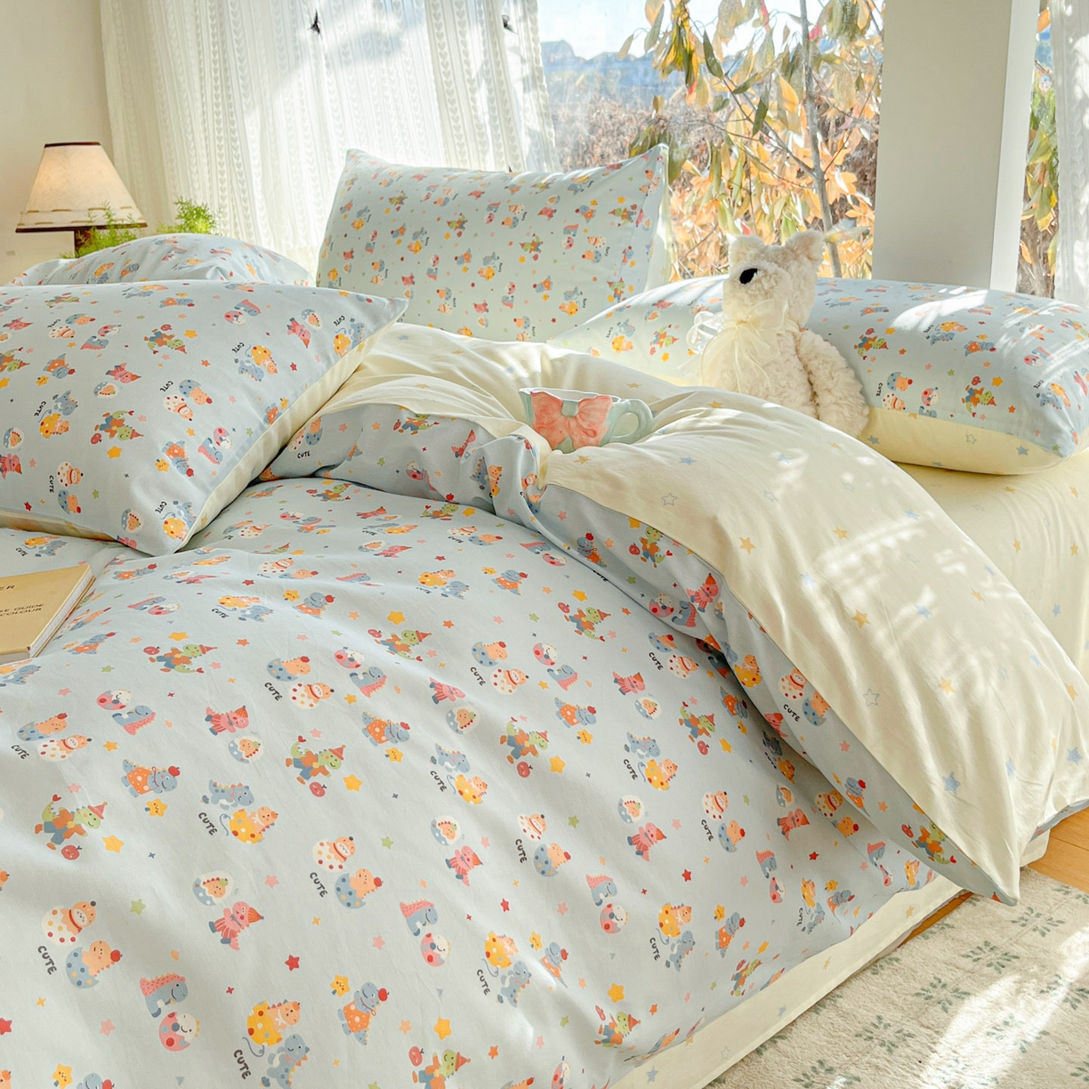 91家纺网 家纺一手货源 找家纺 吉象家纺 2026春夏新款全棉印花四件套第二批 恐龙派对